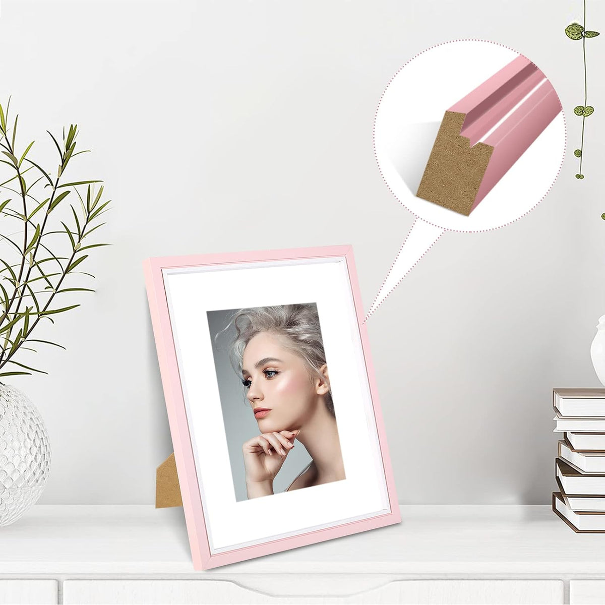 8x10 Picture Frame Set of 4, Pink Picture Frames, Wooden