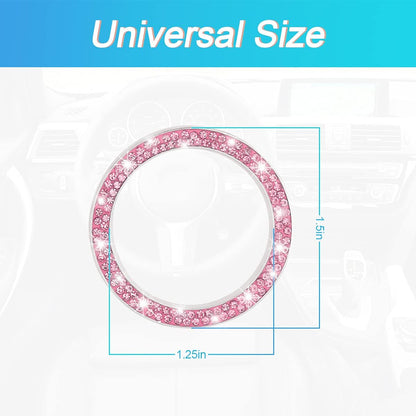 2PCS Zinc Alloy Rhinestone Engine Start Button Rings, Pink