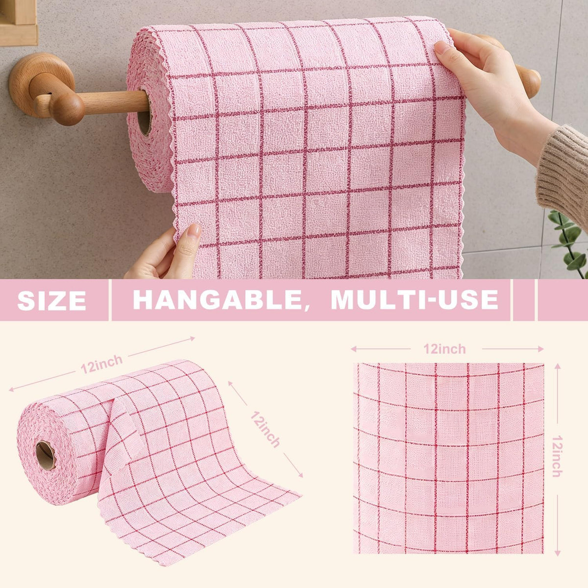 Microfiber Cleaning Cloth Roll,80 Pack Cleaning Towels,Lint Free Rags Paper Towels & Tear Away Reusable Towels,Washable Shop Rags Floral Wipe Cloth,Wash Cloths Dish Rags for Car Kitchen Window