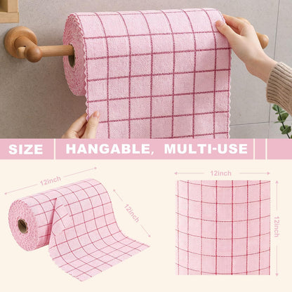 Microfiber Cleaning Cloth Roll,80 Pack Cleaning Towels,Lint Free Rags Paper Towels & Tear Away Reusable Towels,Washable Shop Rags Floral Wipe Cloth,Wash Cloths Dish Rags for Car Kitchen Window