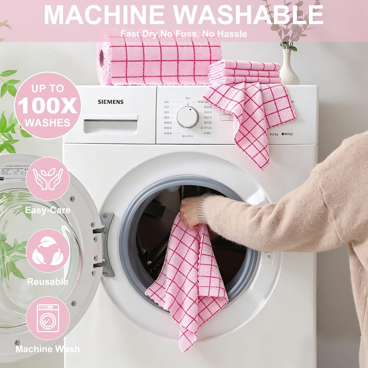 Microfiber Cleaning Cloth Roll,80 Pack Cleaning Towels,Lint Free Rags Paper Towels & Tear Away Reusable Towels,Washable Shop Rags Floral Wipe Cloth,Wash Cloths Dish Rags for Car Kitchen Window