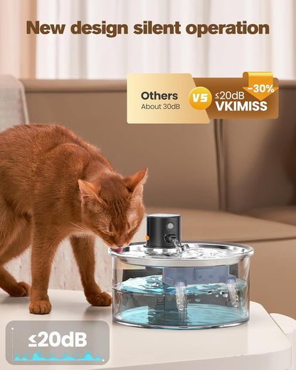 Wireless Cat Water Fountain Cordless: 108oz Battery Operated Cat Fountain | 3.2L Automatic Pet Water Dispenser Rechargeable Drinking Fountains for Cats Indoor with Motion Sensor Multiple Cats and Dogs