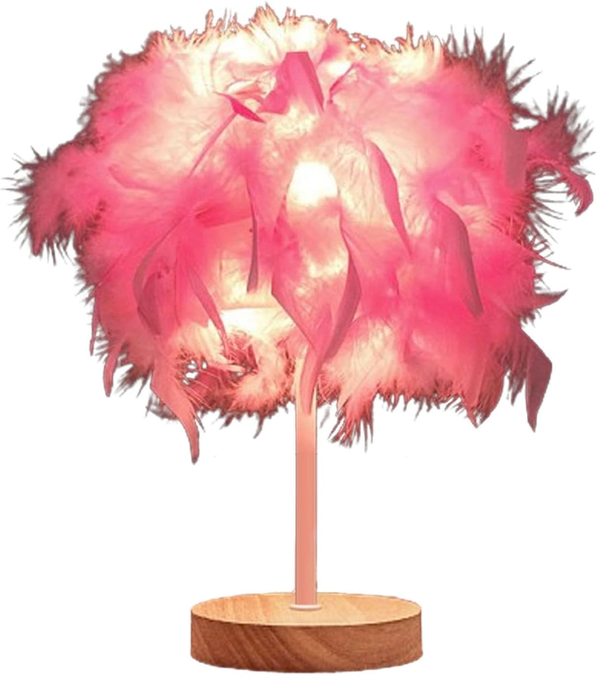 Feather Table Lamp Bedside Lamp Night Light, Light Luxury Feather Table Night Light LED Night Lamp Atmosphere Light for Bedroom Living Room Party Wedding Decoration(Pink)