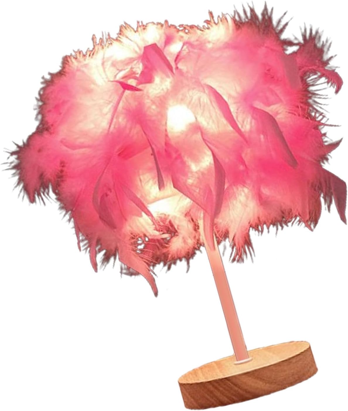 Feather Table Lamp Bedside Lamp Night Light, Light Luxury Feather Table Night Light LED Night Lamp Atmosphere Light for Bedroom Living Room Party Wedding Decoration(Pink)