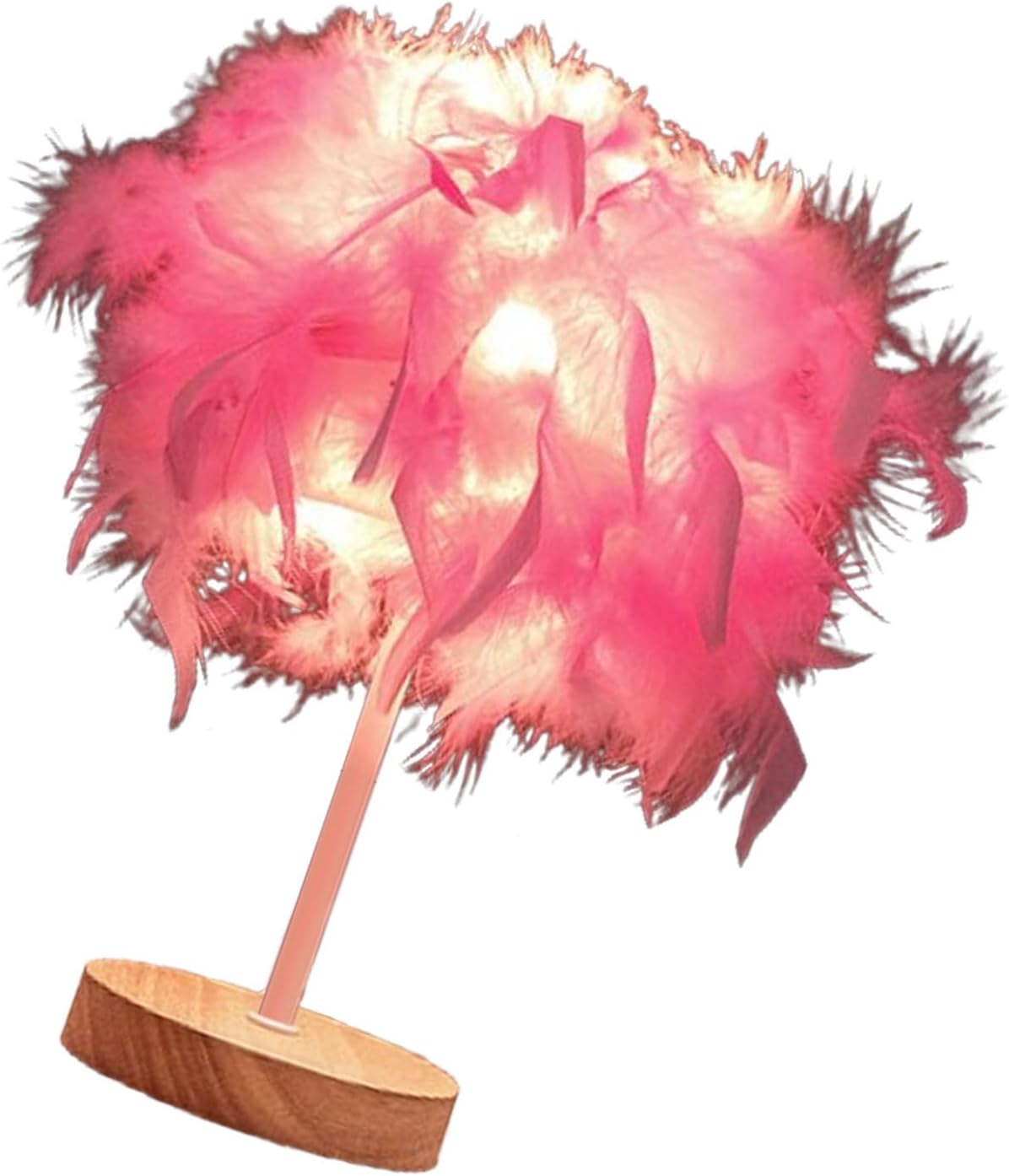 Feather Table Lamp Bedside Lamp Night Light, Light Luxury Feather Table Night Light LED Night Lamp Atmosphere Light for Bedroom Living Room Party Wedding Decoration(Pink)