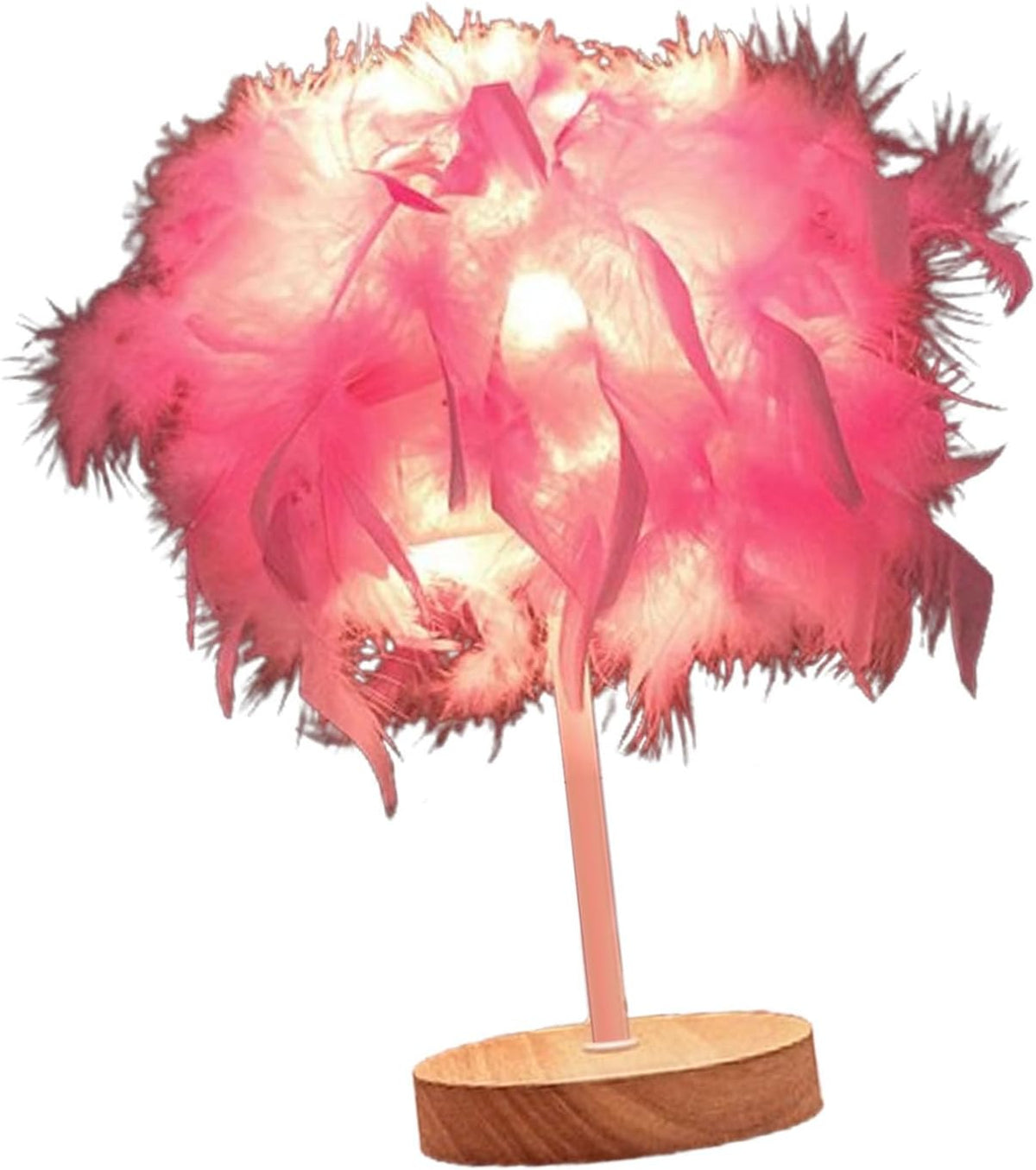 Feather Table Lamp Bedside Lamp Night Light, Light Luxury Feather Table Night Light LED Night Lamp Atmosphere Light for Bedroom Living Room Party Wedding Decoration(Pink)