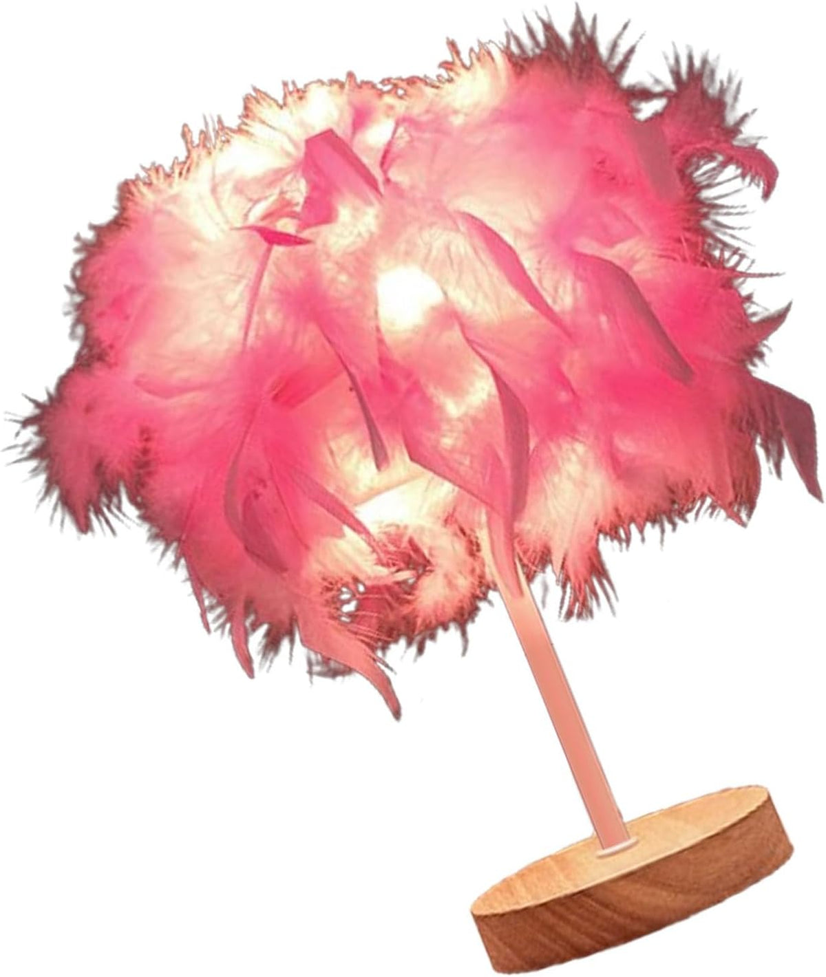 Feather Table Lamp Bedside Lamp Night Light, Light Luxury Feather Table Night Light LED Night Lamp Atmosphere Light for Bedroom Living Room Party Wedding Decoration(Pink)