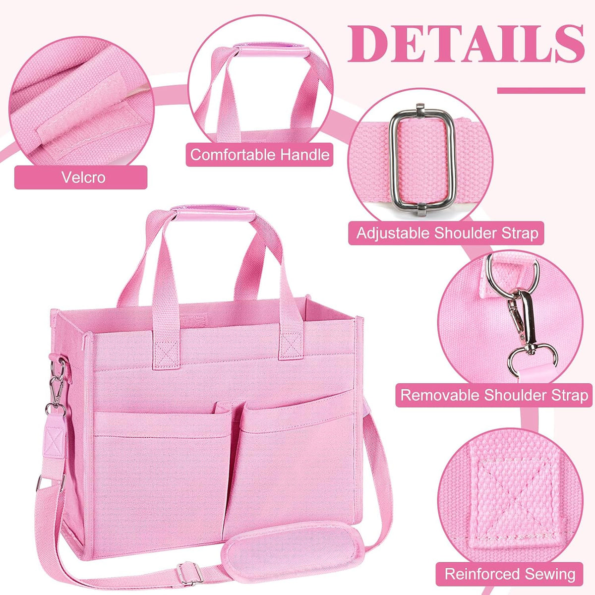 Tote Bag for Women, Canvas Tote Bag with Velcro Closure, Laptop Bag