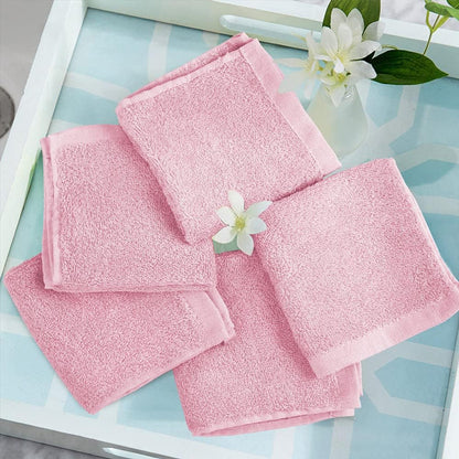 Washcloths Towel Set 10 Pack Baby Rayon Derived from Bamboo Wash Cloth for Bathroom-Hotel-Spa-Kitchen Multi-Purpose Fingertip Towels and Face Cloths 10'' x 10'' - Pink