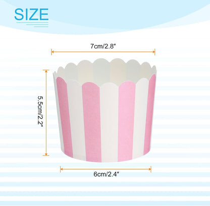 50Pcs Paper Baking Cups 6oz Greaseproof Disposable Bulk Cupcake Muffins Liners Cases Wrappers for Wedding Birthday Graduation, Stripe Pink
