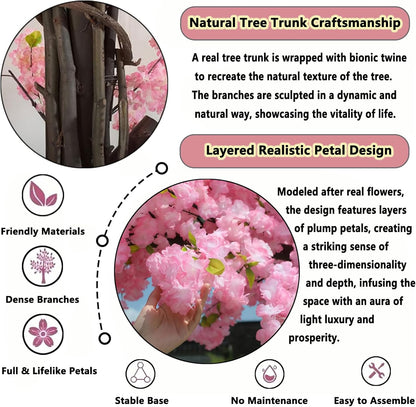 Large Artificial Cherry Blossom Trees Pink 6.6ft for Indoor Outdoor Home Decor,Tall Fake Japanese Cherry Blossom Wishing Trees for Living Room Garden Party,Wedding,Courtyards,Centerpieces