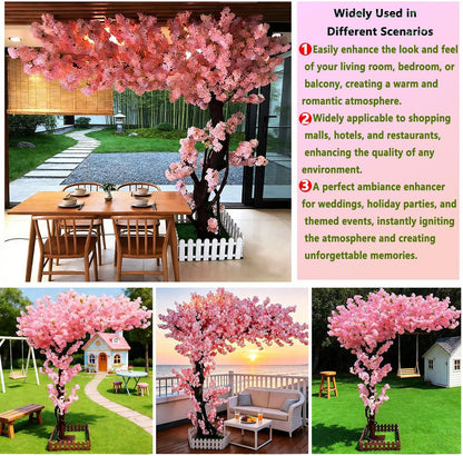 Large Artificial Cherry Blossom Trees Pink 6.6ft for Indoor Outdoor Home Decor,Tall Fake Japanese Cherry Blossom Wishing Trees for Living Room Garden Party,Wedding,Courtyards,Centerpieces