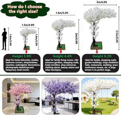 Large Artificial Cherry Blossom Trees Pink 6.6ft for Indoor Outdoor Home Decor,Tall Fake Japanese Cherry Blossom Wishing Trees for Living Room Garden Party,Wedding,Courtyards,Centerpieces
