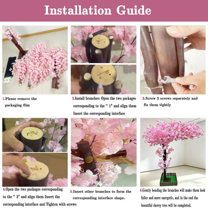 Large Artificial Cherry Blossom Trees Pink 6.6ft for Indoor Outdoor Home Decor,Tall Fake Japanese Cherry Blossom Wishing Trees for Living Room Garden Party,Wedding,Courtyards,Centerpieces