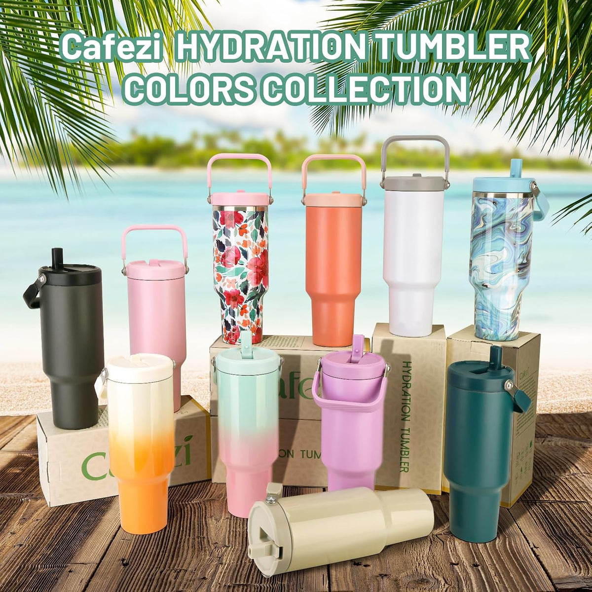 40 oz Insulated Tumbler with Top Handle and Flip Straw