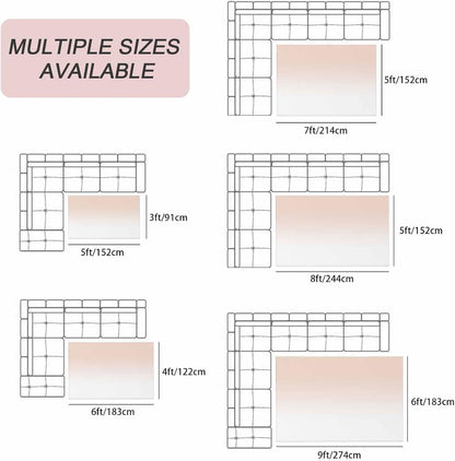 Dreamy Peach Outdoor Rug 4x6 ft Pink and White Gradient Outside are Rugs Non Slip Floor Mat Washable Carpet for Patio, RV, Porch, Backyard, Deck, Picnic, Beach, Camping