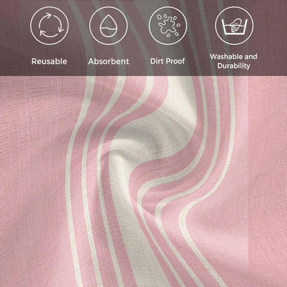 Cloth Napkins Set of 4, Modern Vintage Stripe on Linen Dinner Napkins Soft Absorbent Table Napkin for Home Cocktail Party Wedding, Pink Background