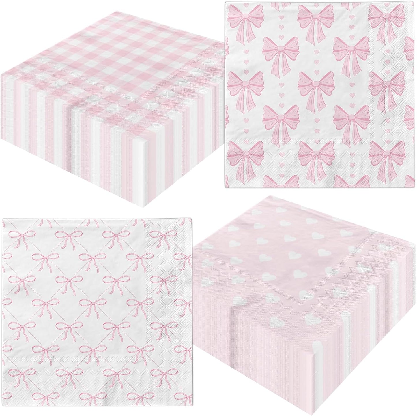 Pink Bow Decorations Napkins,40pcs Bow Paper Napkins Disposable Pink Bow Napkins for Girls Coquette Birthday Bow Party Baby Shower Supplies