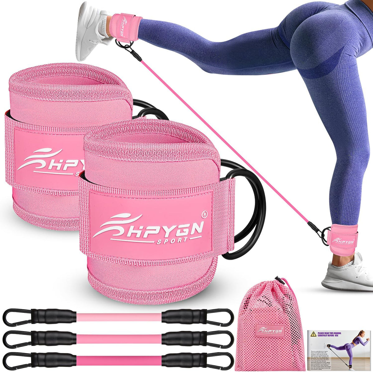 Ankle Resistance Bands, Ankle Bands for Working Out with Cuffs, Resistance Bands for Leg Butt Training Workout Equipment for Kickbacks Hip Gluteus Training, Ankle Strap with Exercise Bands