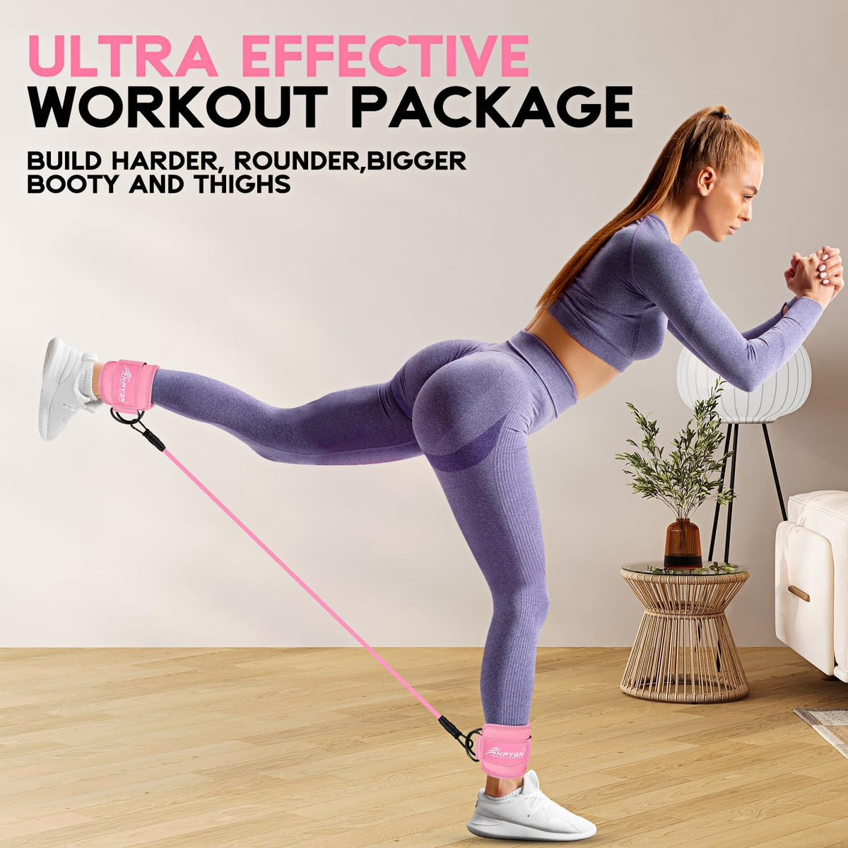 Ankle Resistance Bands, Ankle Bands for Working Out with Cuffs, Resistance Bands for Leg Butt Training Workout Equipment for Kickbacks Hip Gluteus Training, Ankle Strap with Exercise Bands
