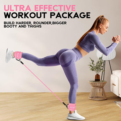 Ankle Resistance Bands, Ankle Bands for Working Out with Cuffs, Resistance Bands for Leg Butt Training Workout Equipment for Kickbacks Hip Gluteus Training, Ankle Strap with Exercise Bands
