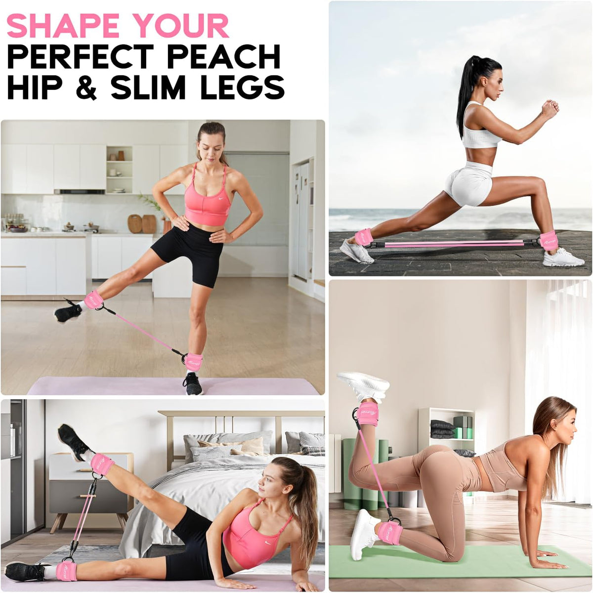 Ankle Resistance Bands, Ankle Bands for Working Out with Cuffs, Resistance Bands for Leg Butt Training Workout Equipment for Kickbacks Hip Gluteus Training, Ankle Strap with Exercise Bands