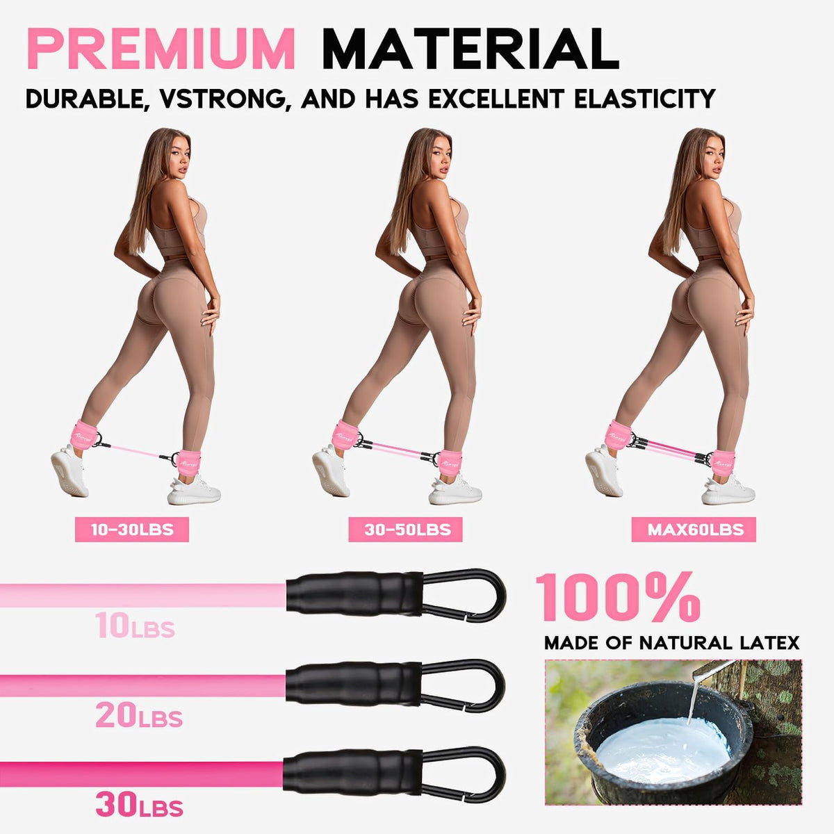 Ankle Resistance Bands, Ankle Bands for Working Out with Cuffs, Resistance Bands for Leg Butt Training Workout Equipment for Kickbacks Hip Gluteus Training, Ankle Strap with Exercise Bands