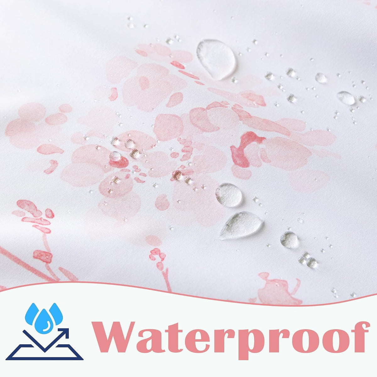 Pink Cute Floral Shower Curtain for Dorm Bathroom - Waterproof Fabric Pretty Light Pastel Coquette Boho French Country Flower Shower Curtains for Teen Girls Women with Hooks 72x72