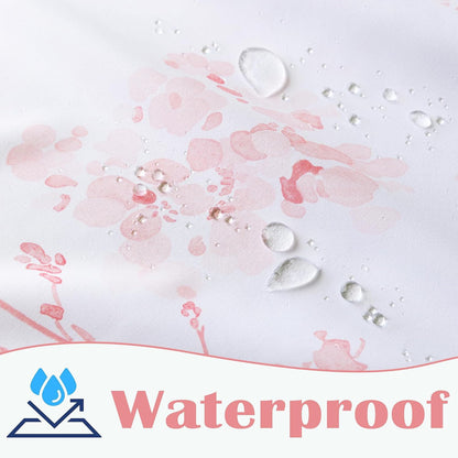 Pink Cute Floral Shower Curtain for Dorm Bathroom - Waterproof Fabric Pretty Light Pastel Coquette Boho French Country Flower Shower Curtains for Teen Girls Women with Hooks 72x72