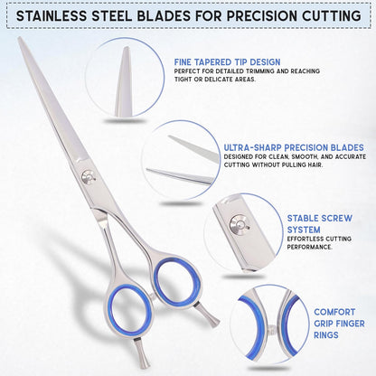 GLORY Professional Curved Dog Grooming Scissors, 7.5 Inches Stainless Steel Pet Shears for Dogs & Cats, Sharp Trimming Scissor for Face, Paws & Body - Ergonomic Home & Salon Use