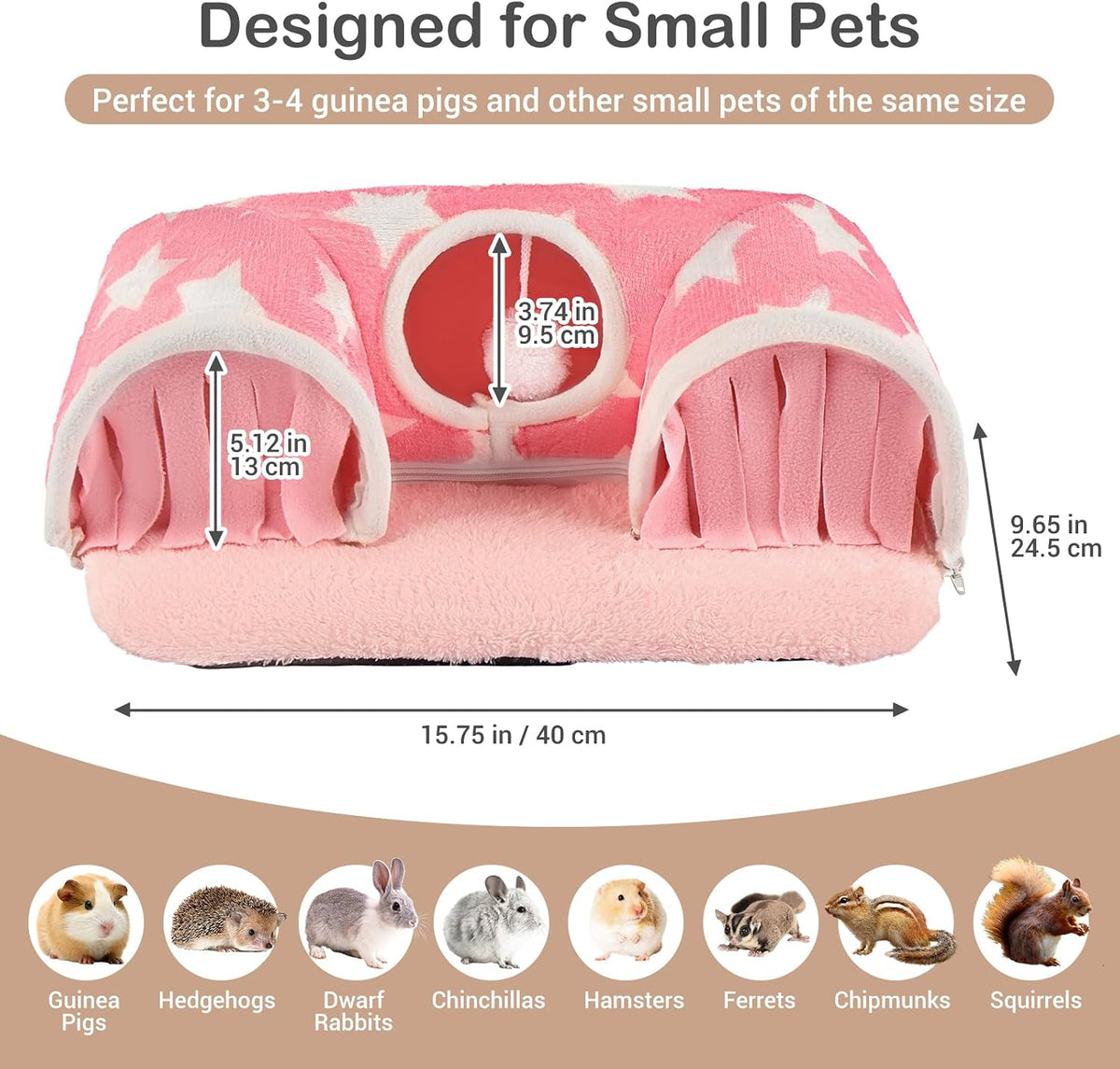 Guinea Pig Tunnel, Small Animal Hideaway Tube Toy