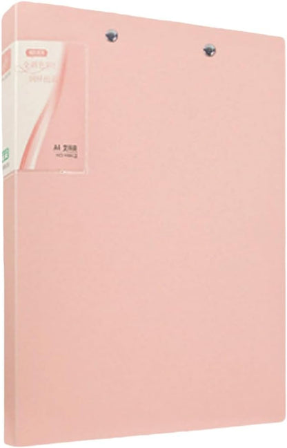Punchless Clamp Binder, Ringless Binder Holds 100 Letter Size Pages, Documents, Folders for Documents, 8.5x11 Folder with Double Metal Clips for Home or Office, Pink