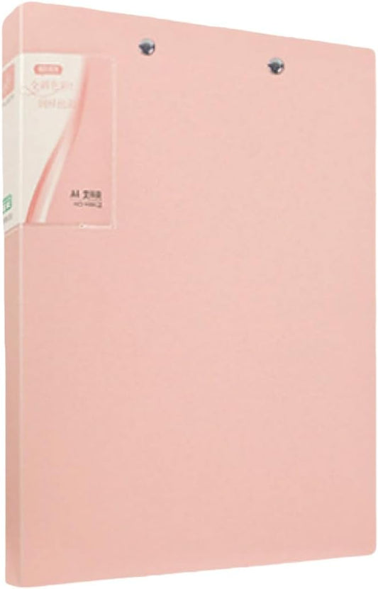 Punchless Clamp Binder, Ringless Binder Holds 100 Letter Size Pages, Documents, Folders for Documents, 8.5x11 Folder with Double Metal Clips for Home or Office, Pink