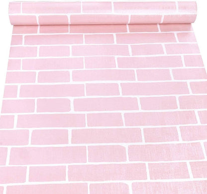 17.8 x 118 Inches Self-Adhesive Liner Paper, Removable Shelf Liner Wall Stickers Dresser Drawer Peel Stick Kitchen Home Decor, Pink Brick