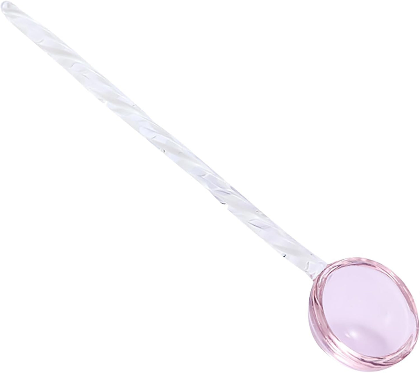 Glass Coffee Stirring Spoons Clear Crystal Cocktail Mixing Spoon Candy Color Teaspoons Ice Cream Jam Yogurt Salt Sugar Scoop Swizzle Stick Stirrer for Bar Cafe Party Banquet (Pink-A)