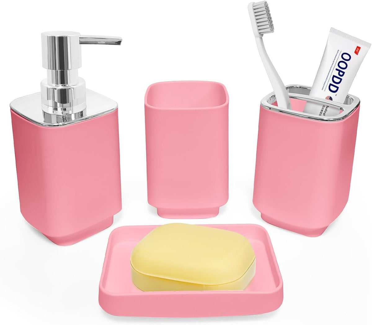 4 Piece Bathroom Accessory Sets, Pink Bathroom Accessories Sets