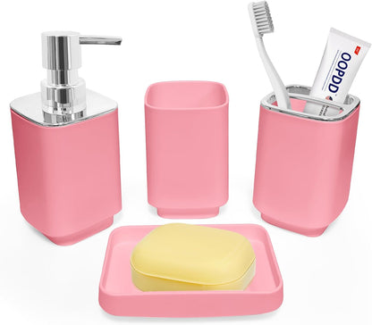4 Piece Bathroom Accessory Sets, Pink Bathroom Accessories Sets