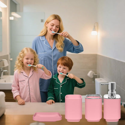4 Piece Bathroom Accessory Sets, Pink Bathroom Accessories Sets