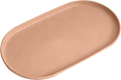 Elliptical Plastic Serving Fruit Tray, Multi-Purpose Snack Organizer Tray, Modern Catchall for Coffee Table, Dessert Jewelry Home Decor Tray in Matte/Glossy Finish (Peach Pink)