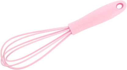 Egg Beater Utensil Kitchen Stainless Steel Wire Non Stick with Soft Handle Mixer Silicone Whisk for Beating Sauce Baking (Pink)