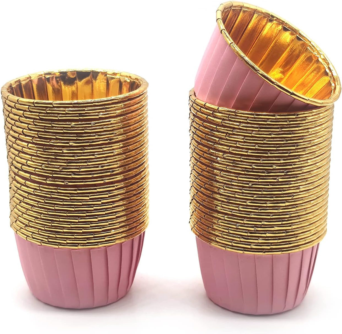 Aluminum Foil Standard Muffin Cupcake Liners, Disposable Baking Cups with Vibrant Color for Party Celebration, Pink 50-Count