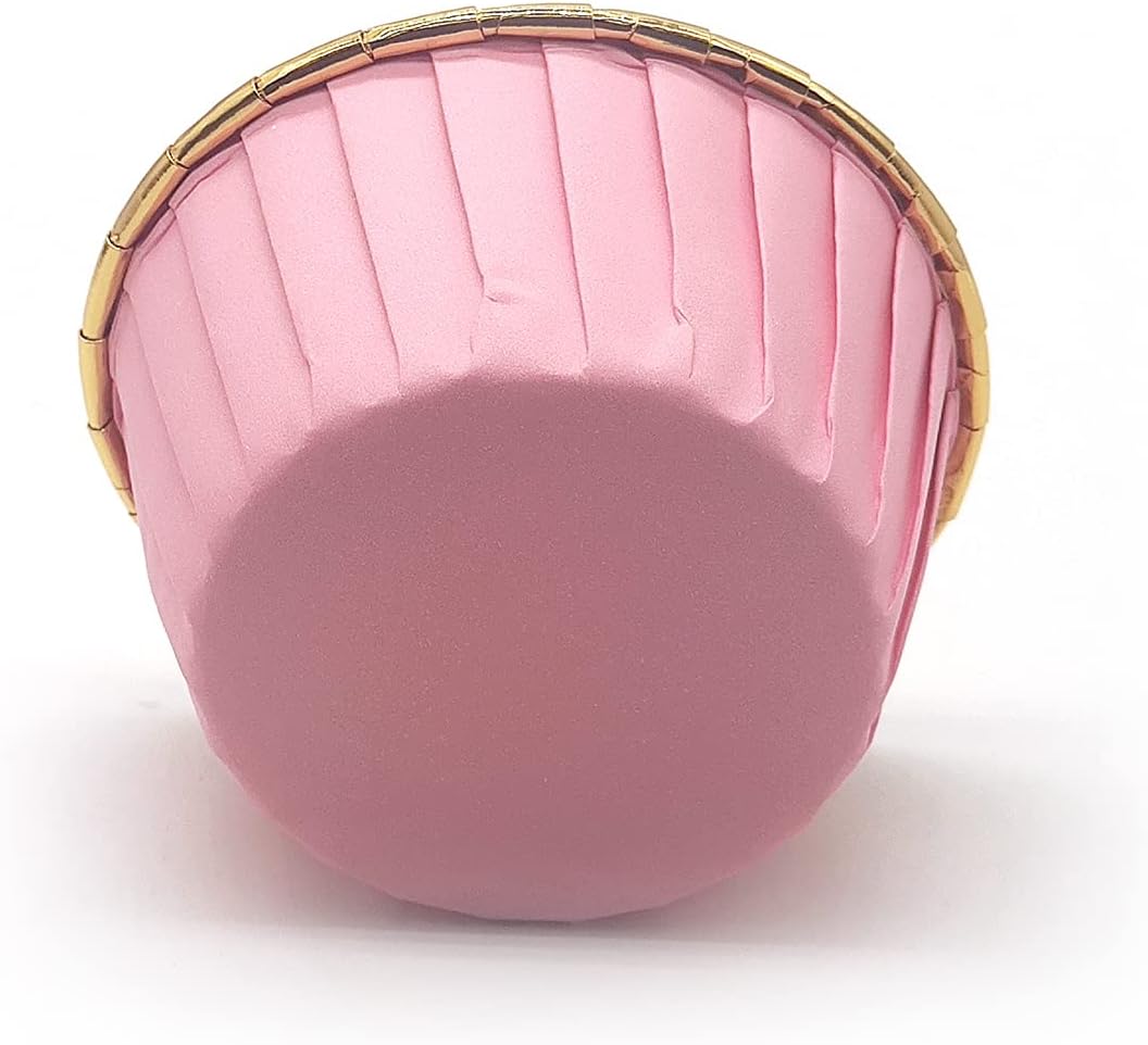 Aluminum Foil Standard Muffin Cupcake Liners, Disposable Baking Cups with Vibrant Color for Party Celebration, Pink 50-Count
