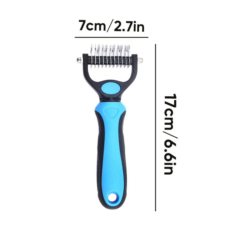 Pet Grooming Tool, Double Sided Deshedding Brush Dematting Rake, Stainless Steel Grooming Comb for Dogs & Cats, Undercoat Rake for Removing Loose Fur, Tangles and Knots (Pink-S, 1 Pack)