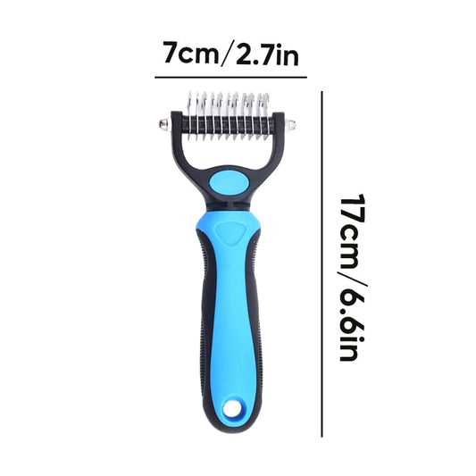 Pet Grooming Tool, Double Sided Deshedding Brush Dematting Rake, Stainless Steel Grooming Comb for Dogs & Cats, Undercoat Rake for Removing Loose Fur, Tangles and Knots (Pink-S, 1 Pack)