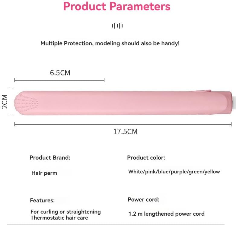 Mini Straightener, Multi-Color Plates, Quick Heating, Damage-Free, Bangs Clip, Dual-use for Curling and Straightening (Pink)