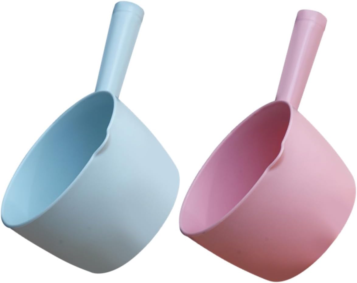 Generic 2pcs Kitchen Water Scoop Ladle Set, Large Plastic Multi-function Water Dipper Spoons in Blue and Pink for Household Kitchen and Bath Use