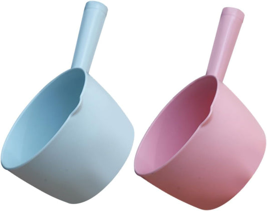 Generic 2pcs Kitchen Water Scoop Ladle Set, Large Plastic Multi-function Water Dipper Spoons in Blue and Pink for Household Kitchen and Bath Use