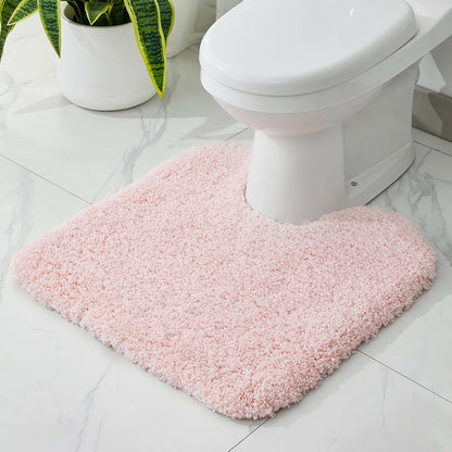 Toilet Rug U Shaped Pink 23x24, Washable Toilet Mat Non Slip