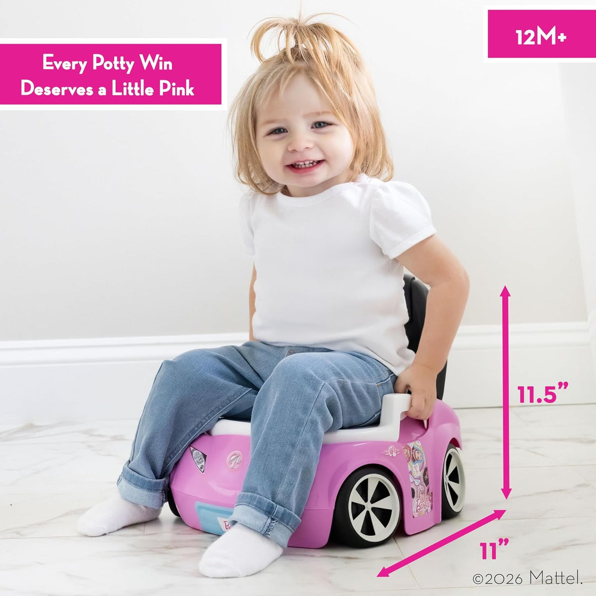 ™ Convertible Car Potty Training Toilet, Includes Detachable Toddler Toilet Seat and Kids Potty, Ages 12 Months and Up, Pink