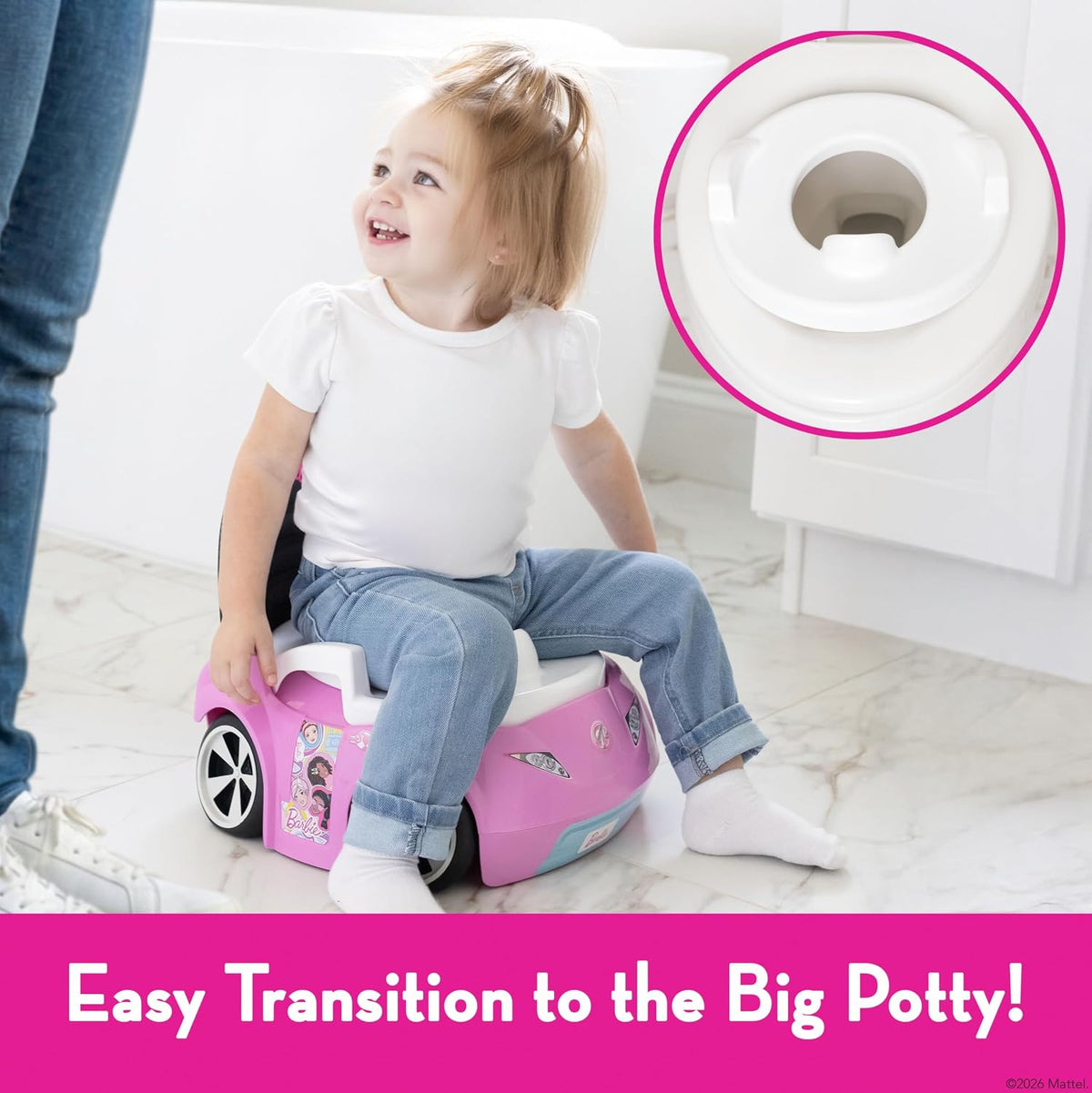 ™ Convertible Car Potty Training Toilet, Includes Detachable Toddler Toilet Seat and Kids Potty, Ages 12 Months and Up, Pink